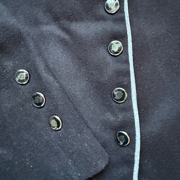 ZYFG Military Inspired Jacket, Snap Front, Black w/ Grey Piping, Euro size XXL - Picture 6 of 7